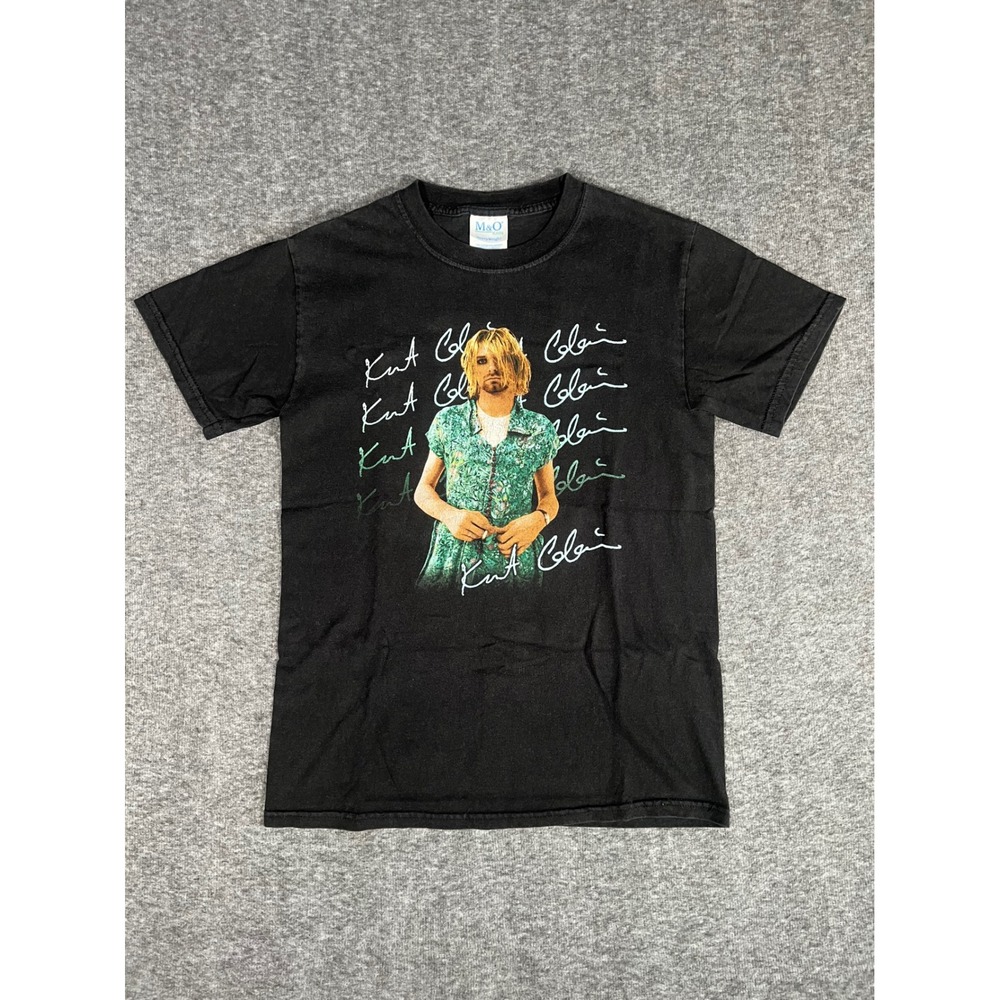 Vintage Kurt Cobain Nirvana Graphic T-Shirt Mens Small M&O Knits Heavyweight Tee